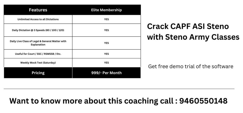 CAPF ASI Steno Skill Test Dictation